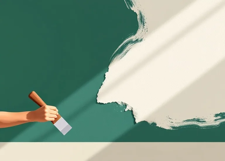 Application d'un enduit décoratif à la lisseuse sur un mur