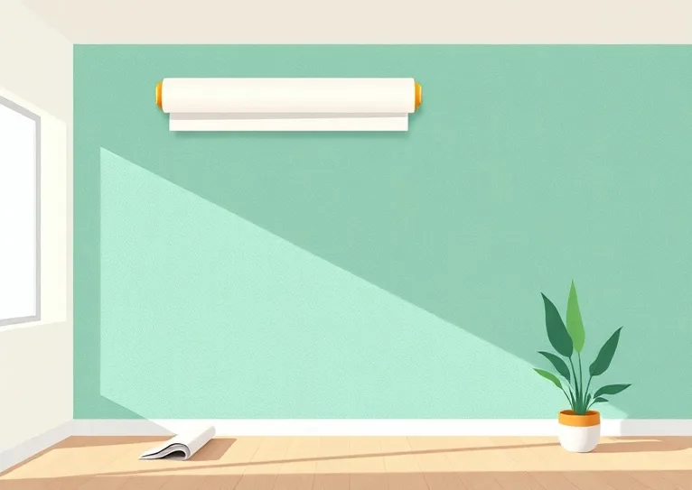 Pose de papier peint, rouleau et brosse à maroufler